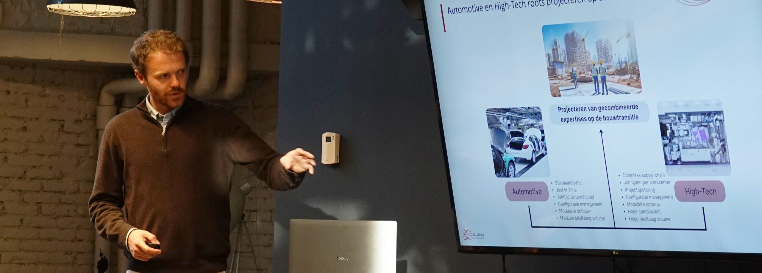 Jeffrey presenting on the theme-evening about digitalisation in construction