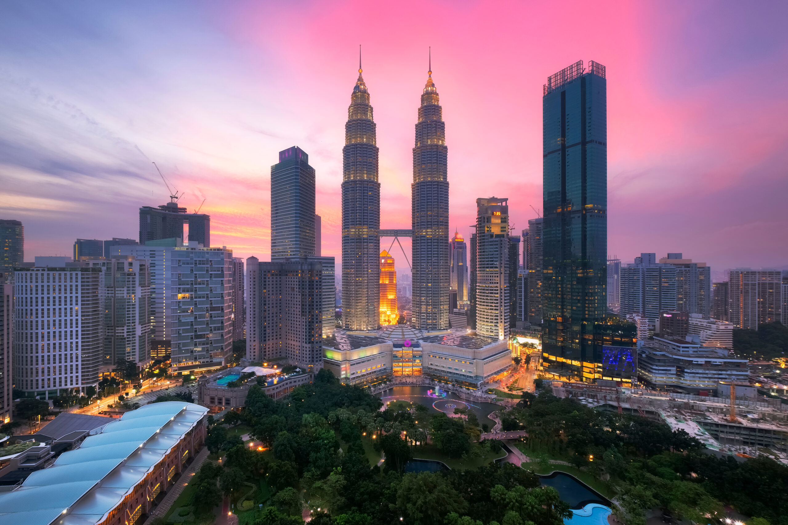 Kuala lumpur skyline at dusk, Cityscape of kuala lumpur city the center of business.